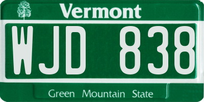 VT license plate WJD838