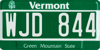 VT license plate WJD844