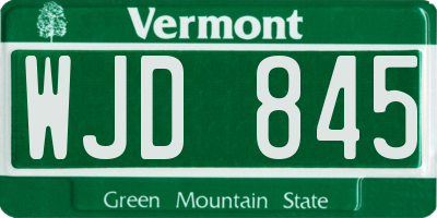 VT license plate WJD845