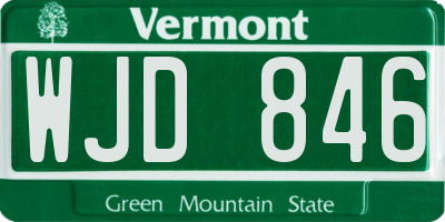 VT license plate WJD846
