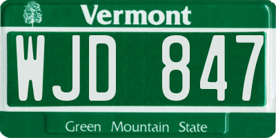 VT license plate WJD847