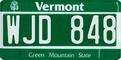 VT license plate WJD848
