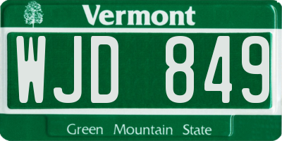 VT license plate WJD849