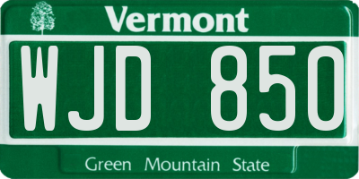 VT license plate WJD850