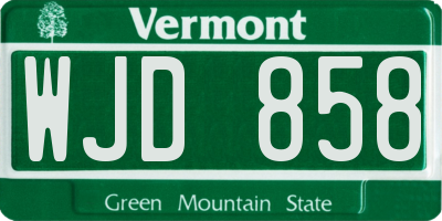 VT license plate WJD858