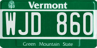 VT license plate WJD860