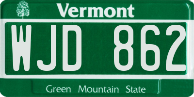 VT license plate WJD862