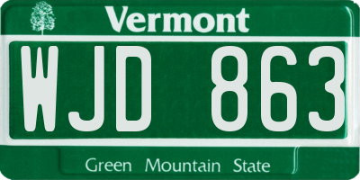 VT license plate WJD863