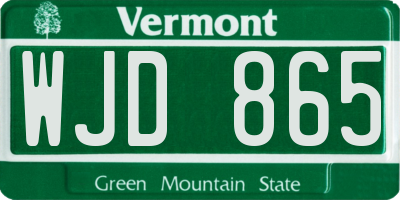 VT license plate WJD865