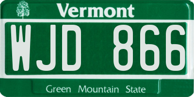VT license plate WJD866