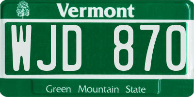 VT license plate WJD870