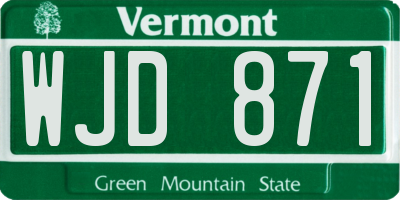 VT license plate WJD871