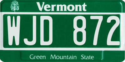 VT license plate WJD872