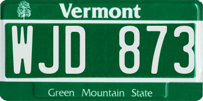 VT license plate WJD873