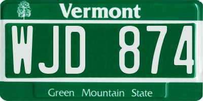 VT license plate WJD874