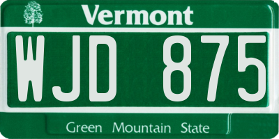 VT license plate WJD875
