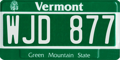 VT license plate WJD877