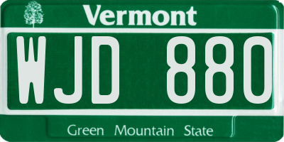 VT license plate WJD880