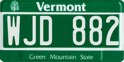 VT license plate WJD882