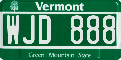 VT license plate WJD888