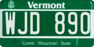 VT license plate WJD890