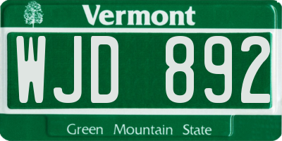 VT license plate WJD892