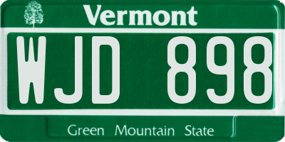 VT license plate WJD898