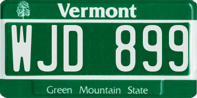 VT license plate WJD899