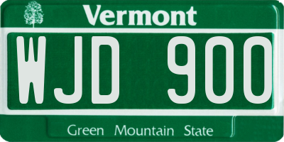 VT license plate WJD900