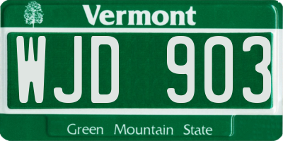 VT license plate WJD903