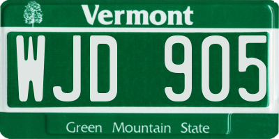 VT license plate WJD905