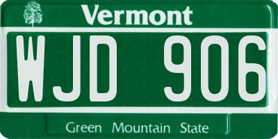 VT license plate WJD906