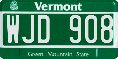 VT license plate WJD908