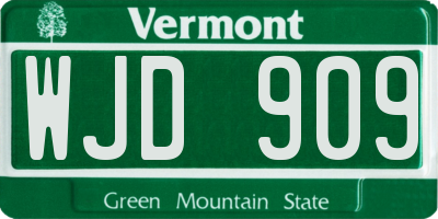 VT license plate WJD909