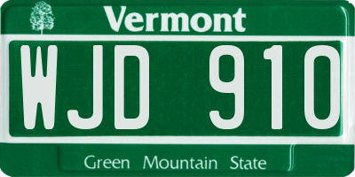 VT license plate WJD910