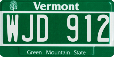 VT license plate WJD912