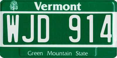 VT license plate WJD914