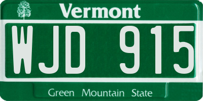 VT license plate WJD915