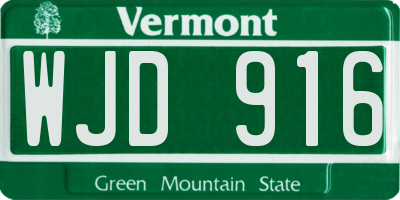 VT license plate WJD916