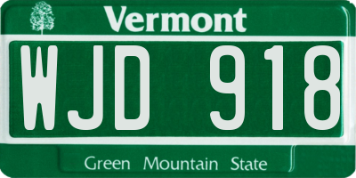 VT license plate WJD918
