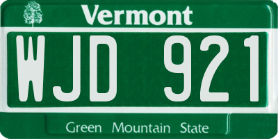 VT license plate WJD921