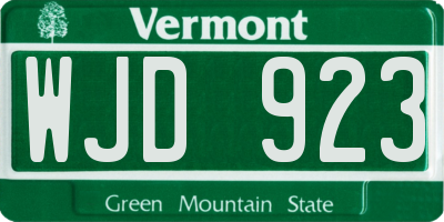 VT license plate WJD923