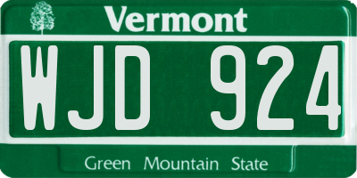 VT license plate WJD924