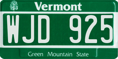 VT license plate WJD925