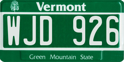 VT license plate WJD926