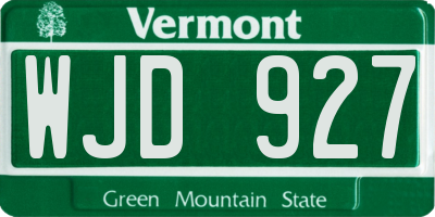 VT license plate WJD927