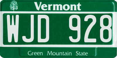VT license plate WJD928