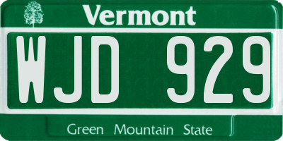 VT license plate WJD929