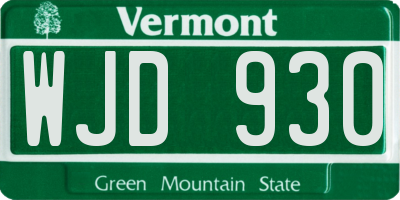 VT license plate WJD930