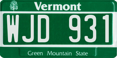 VT license plate WJD931